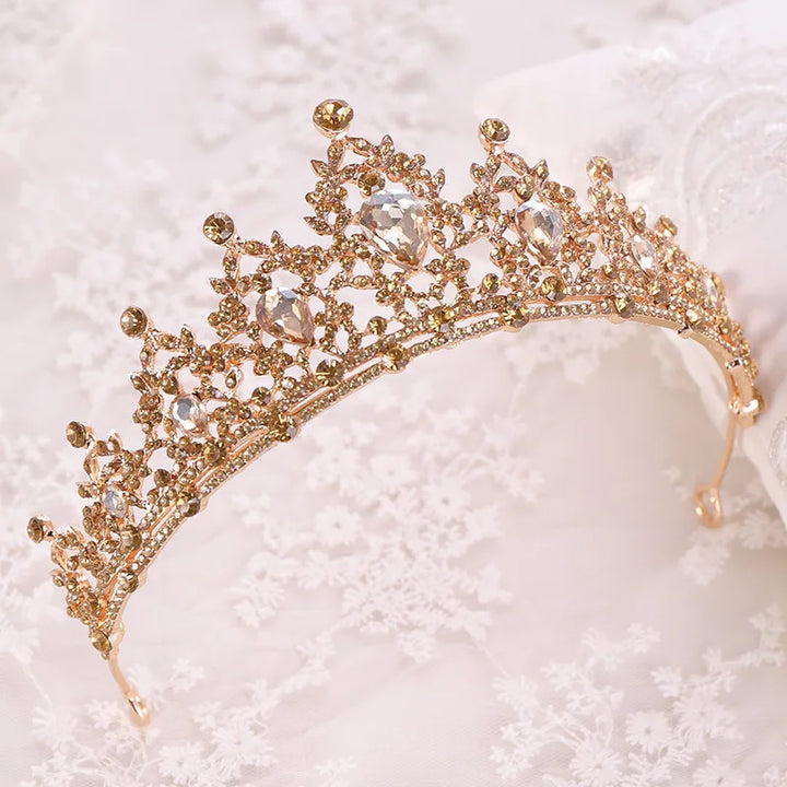 Baroque Gold Champagne Crystal Bridal Tiara