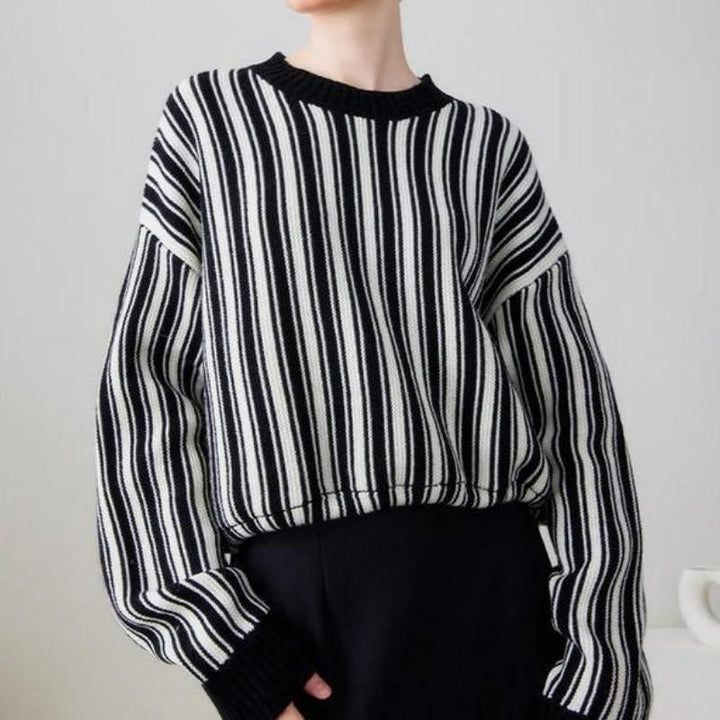 Chic Striped Wool-Blend Pullover