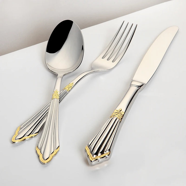 4-Piece Luxury Gold Inlay Cutlery Set