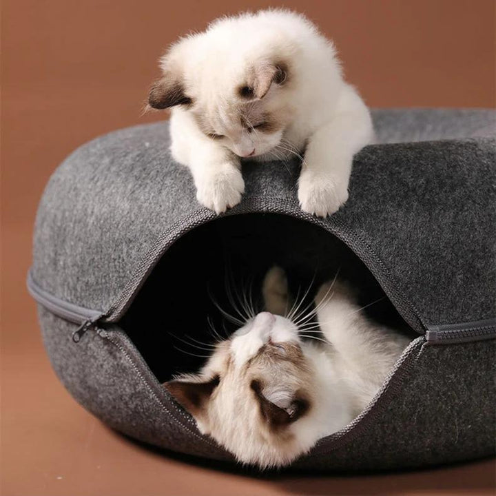 Dual-Use Donut Cat Bed & Tunnel