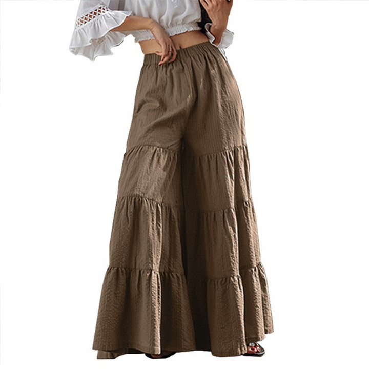 Women Wide Flare Leg Pants Bohemian High Waist Culottes Skirt