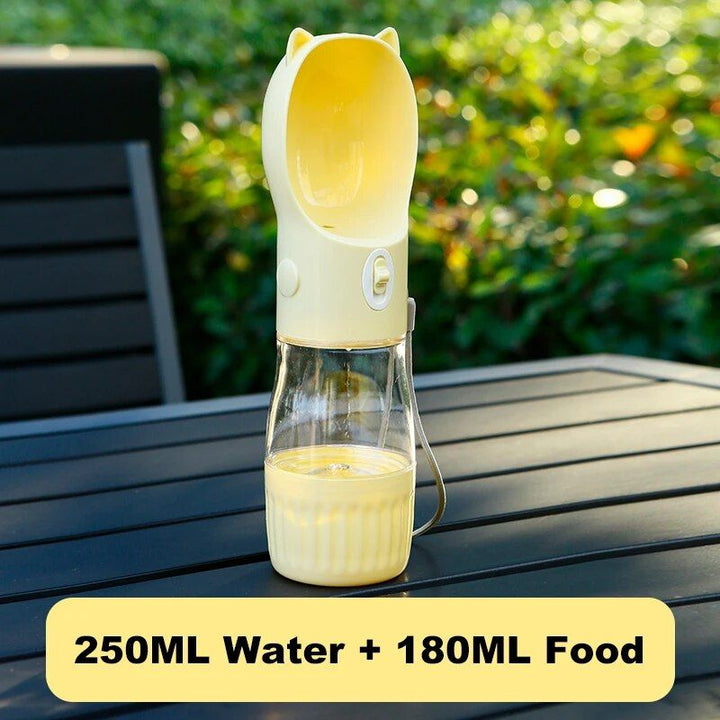 Portable 2-in-1 Dog & Cat Water Bottle and Food Dispenser