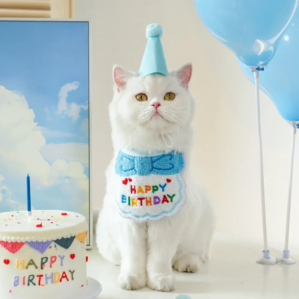 Charming Pet Birthday Bandana and Hat Set