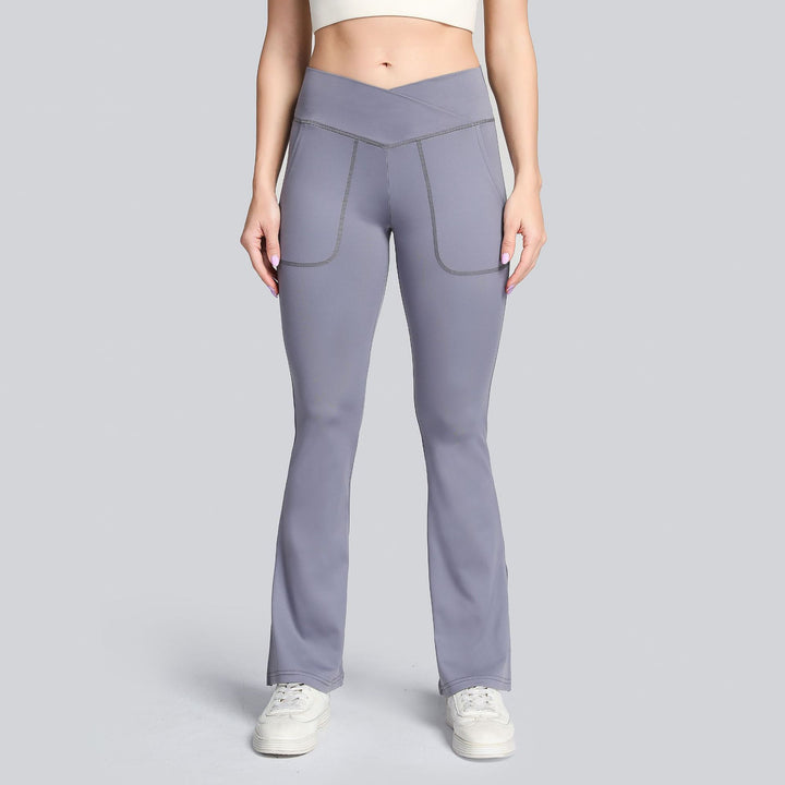 High-stretch Cross-waist Flared Trousers For Moisture Wicking