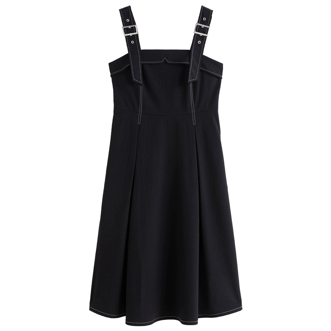 Elegant Waist-Length Black Split Dress for Women – Perfect for Office and Autumn