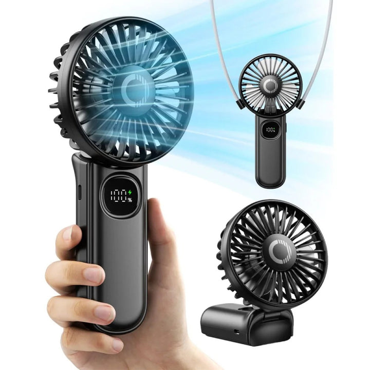 Foldable Portable Handheld Fan with LED Display