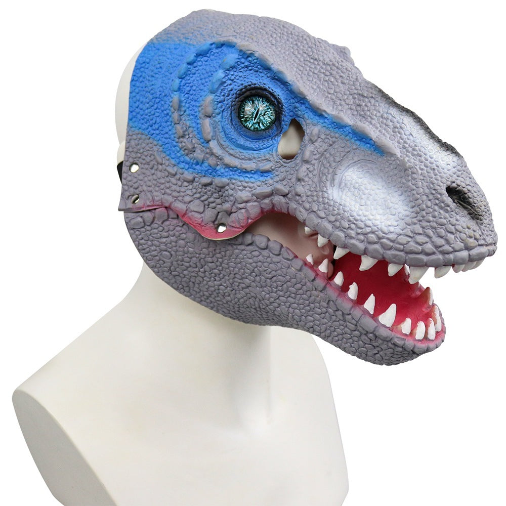 Halloween Velociraptor Dinosaur Moving Mouth Mask Hood