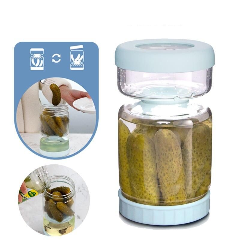 2-in-1 Glass Kimchi and Pickle Storage Jar with Strainer