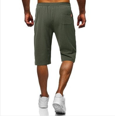 Men's Casual Cotton And Linen Sports Five Quarter Pants