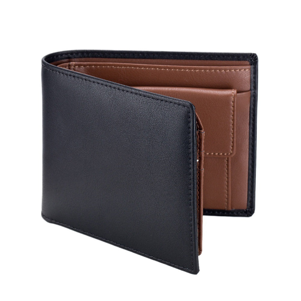 Men's Short Wallet Genuine Leather Trifold Wallet