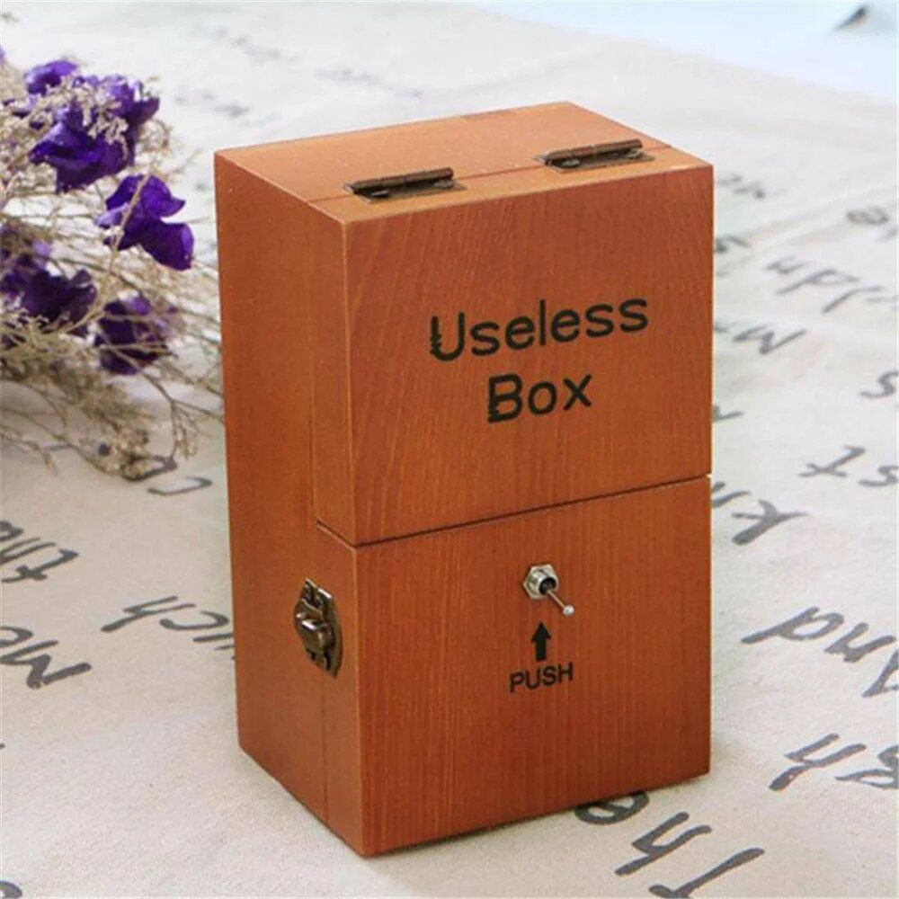 Wooden Useless Box - Interactive Stress-Reduction Toy, Ideal for Gifts