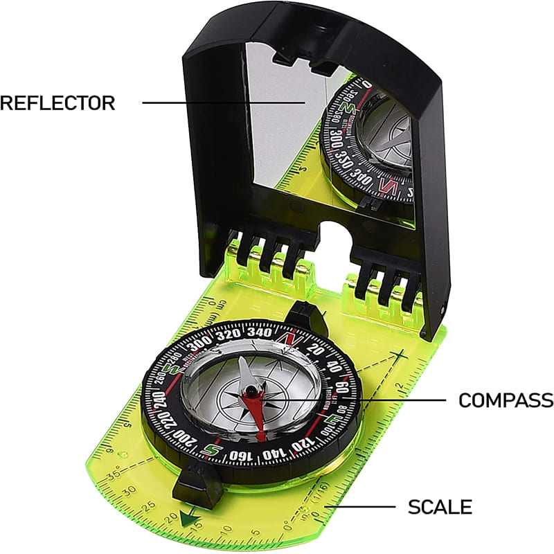 Multifunctional Outdoor Compass with Scale Map Ruler & Mirror