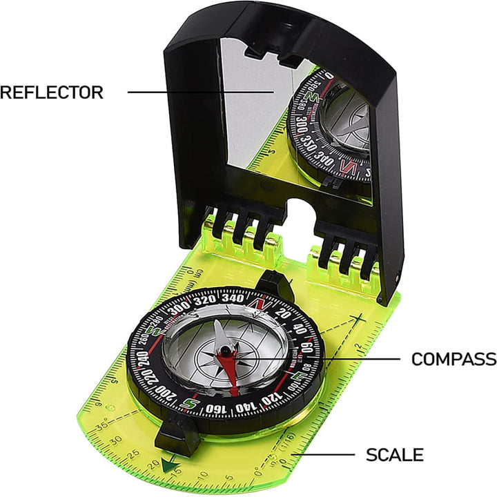 Multifunctional Outdoor Compass with Scale Map Ruler & Mirror