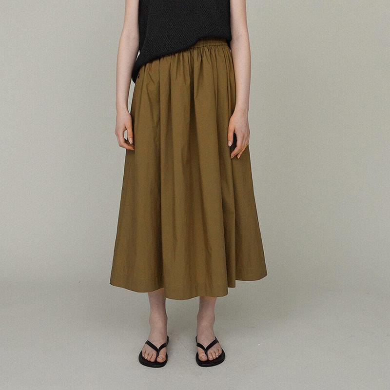 Retro Olive Green Loose Summer Skirt for Women