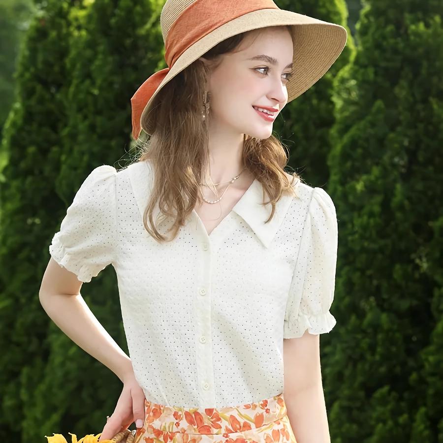 Elegant Apricot French Style Lace Blouse