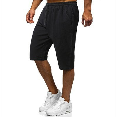 Men's Casual Cotton And Linen Sports Five Quarter Pants