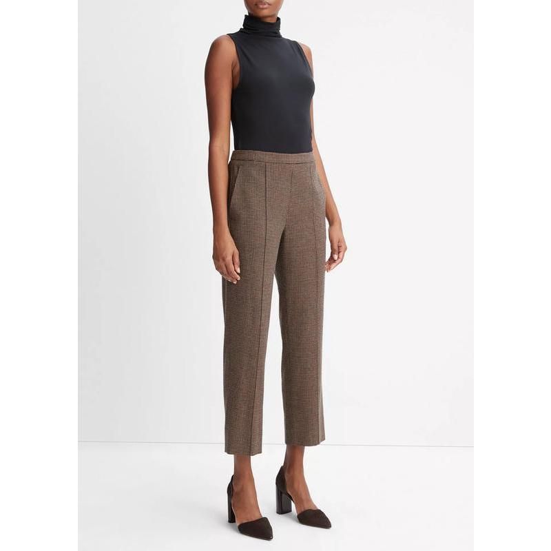 Chic Houndstooth High-Waist Trousers for Women