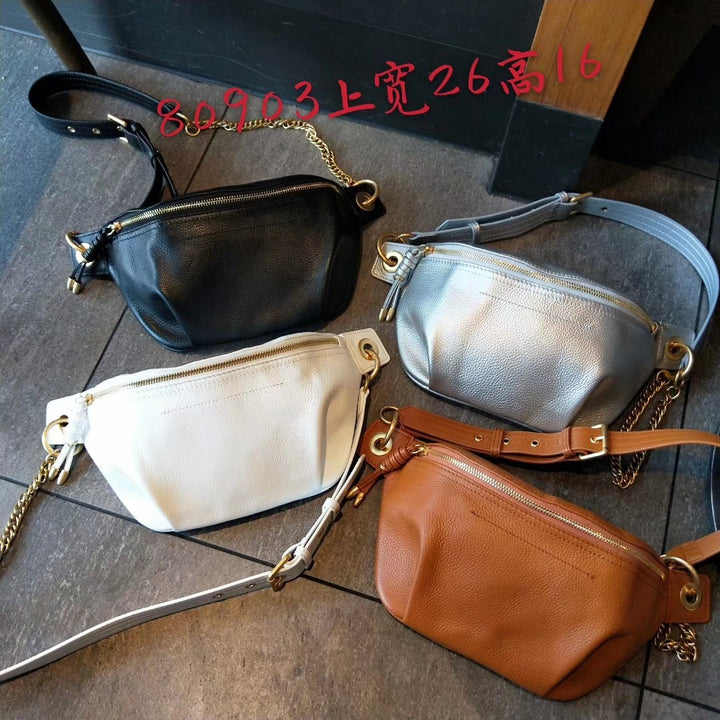 New Fashion Trendy Top Layer Cow Leather Wide Shoulder Strap Shoulder Messenger Bag