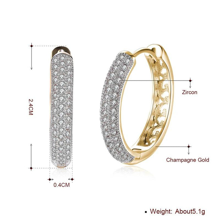 18K Gold Plated Sterling Silver Zircon Hoop Earrings