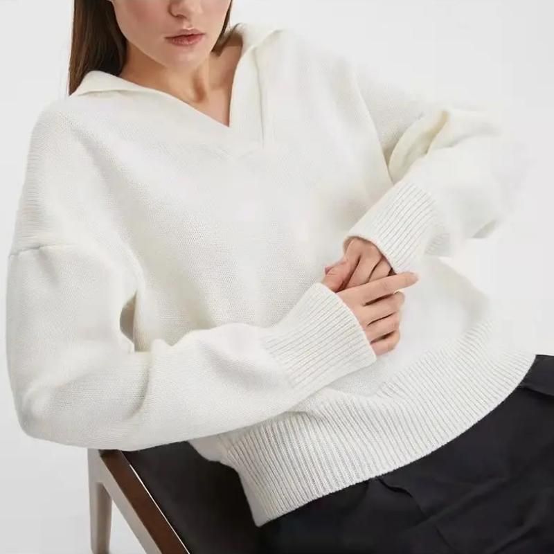 Women's V-Neck Polo Sweater