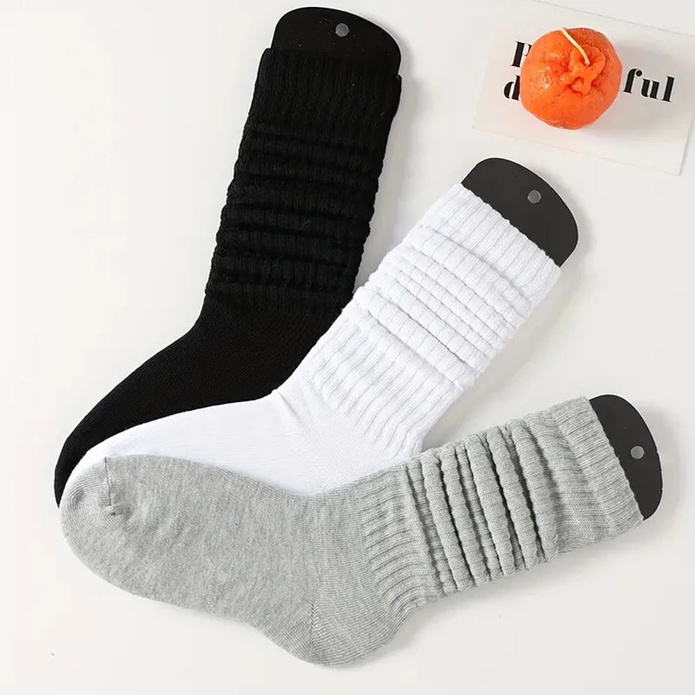 3 Pairs Women's Pleated Mid-Length Bubble Socks