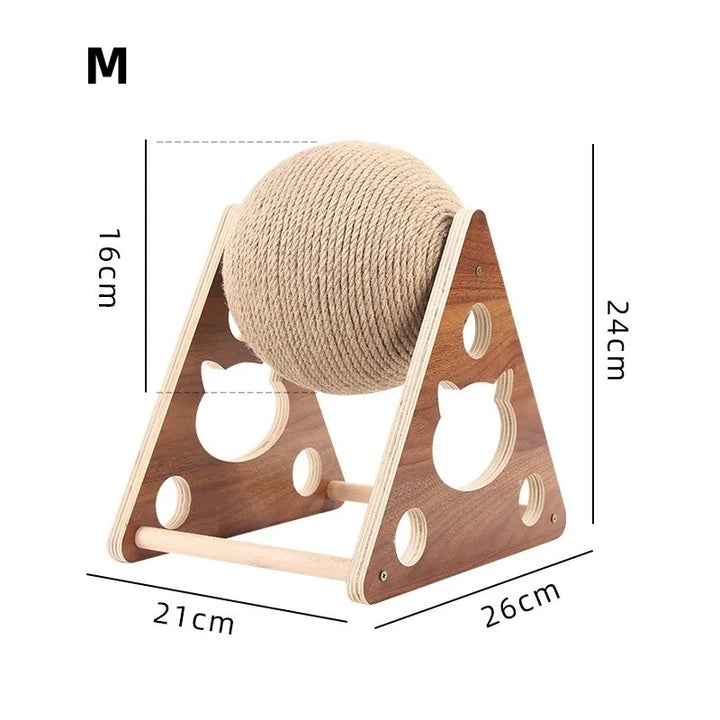 Natural Sisal Cat Scratching Ball with Solid Wood Base