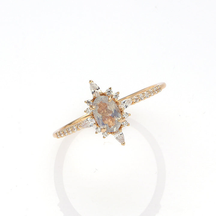 Elongated Stone White Zirconia Star Ring