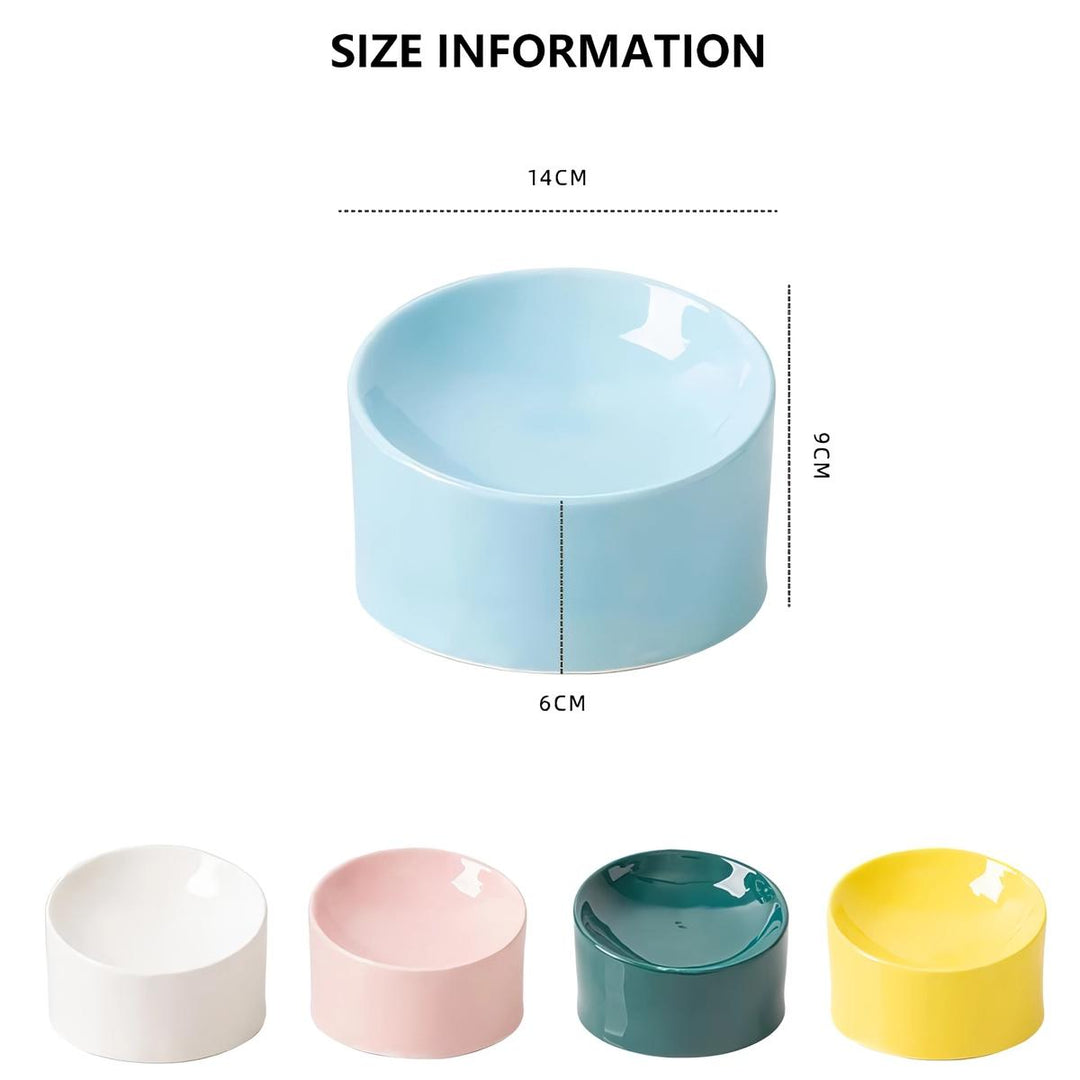 Ceramic Pet Bowl with Stand - Candy Color Dish for Small Dogs and Cats