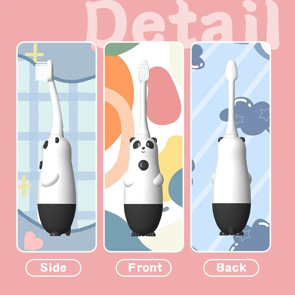 Kid-Friendly Panda Electric Toothbrush: Sonic Vibrations for Gentle Whitening and Deep Cleaning