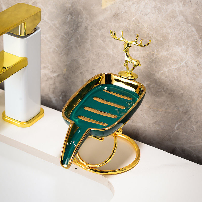 Elegant Ceramic Soap Rack with Drainage for Bathroom Storage