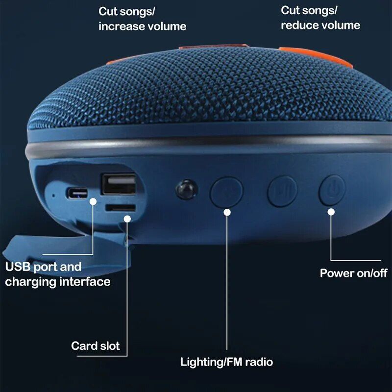 Compact Wireless Bluetooth Speaker; Portable Dual Speaker with Subwoofer, FM Radio, and TF Card Support