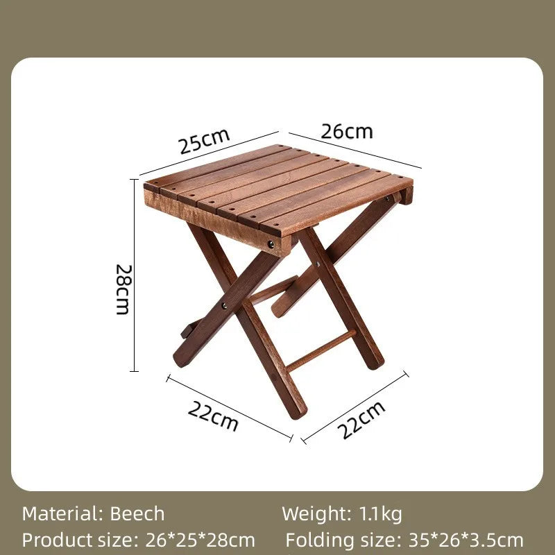 Portable Folding Beech Wood Stool