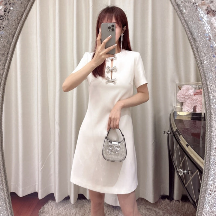 Commuting Elegant Slimming Work High Sense Elegant Short Sleeve A- Line Dress