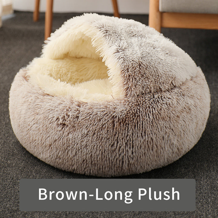 Cozy Round Plush Cat Bed