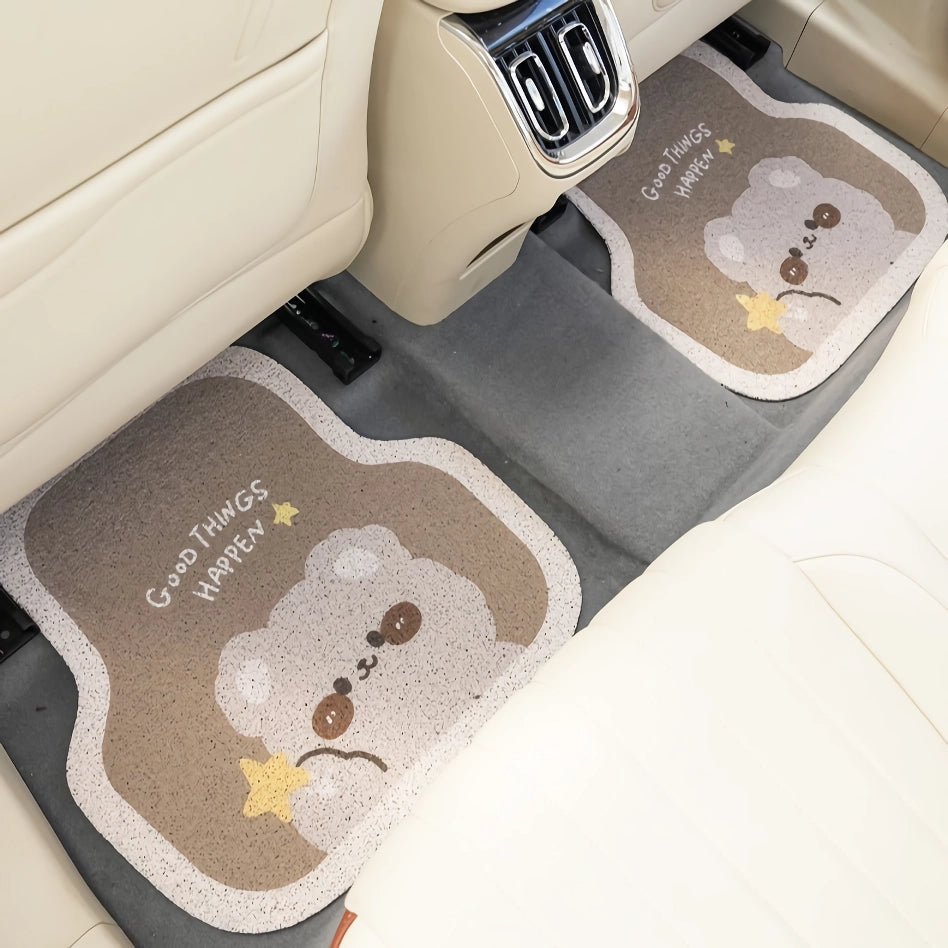 Cute Bear Cartoon Wire Car Floor Mats - Front & Rear Protective Mats