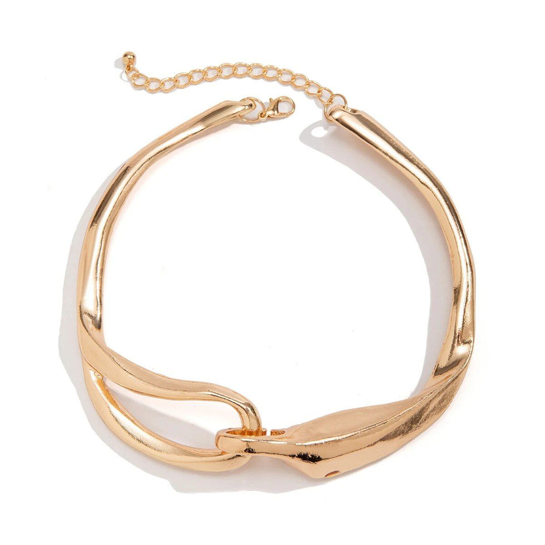 Gold Chunky Metal Buckle Choker Necklace