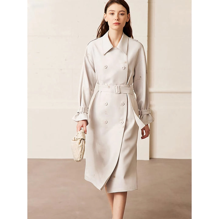 Elegant Double Breasted Minimalist Trench Coat with Belt