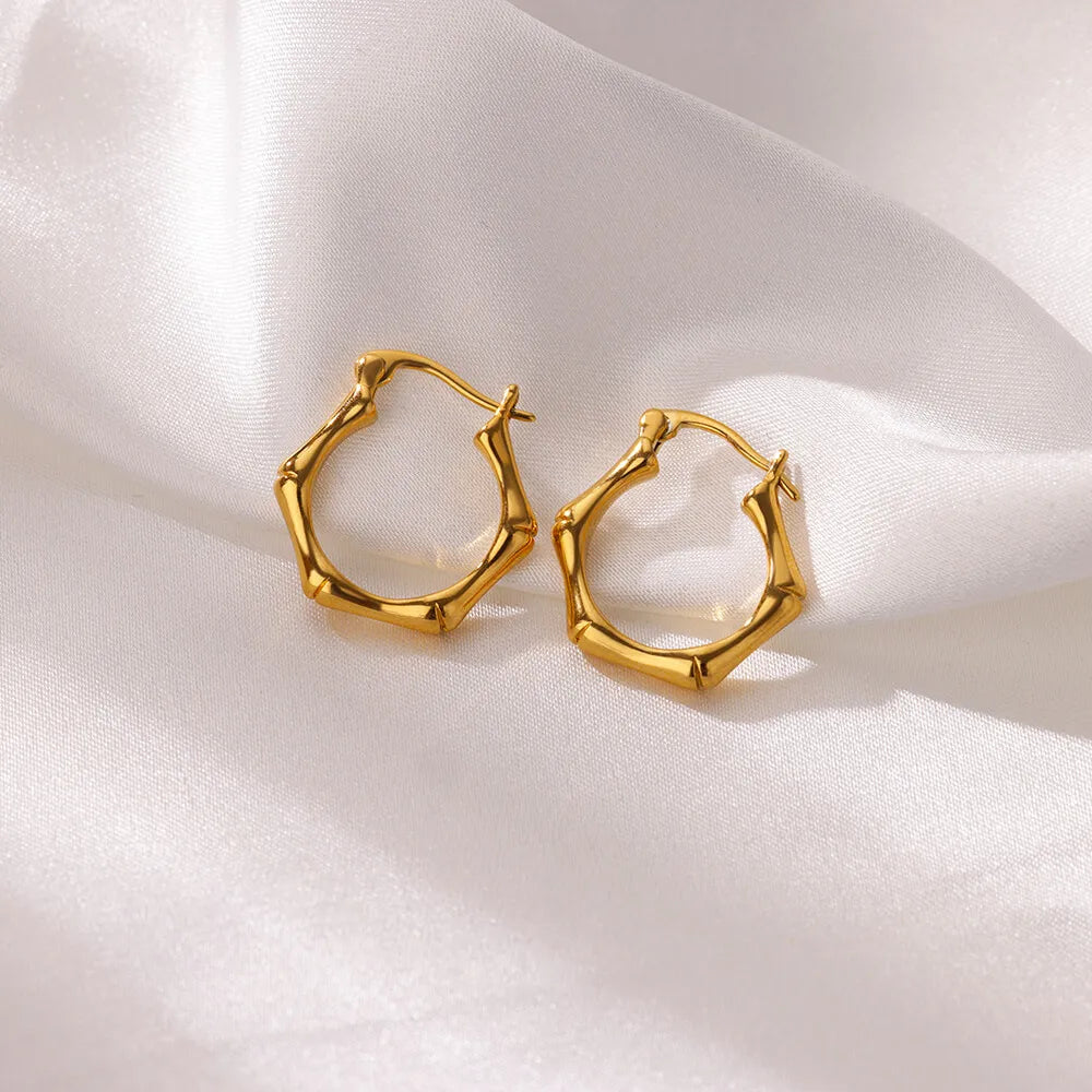 Stereo Round Gold Color Stainless Steel Earrings