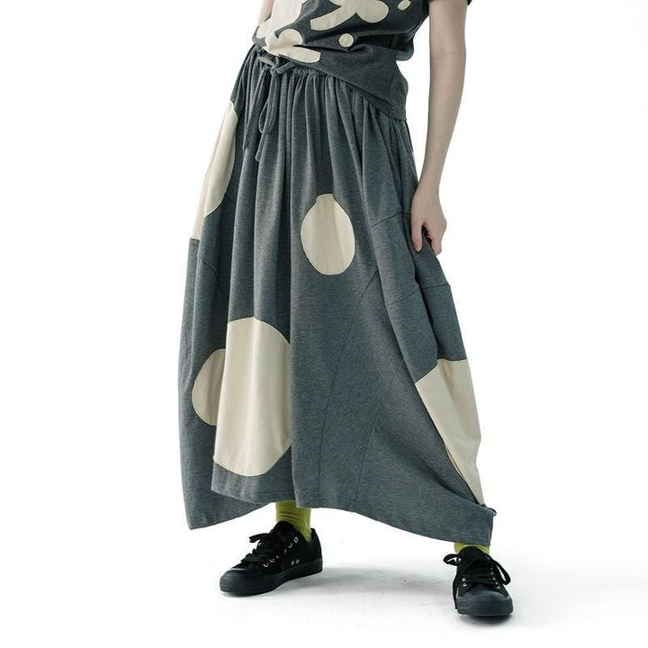 Summer Polka Dot Grey Knit Skirt