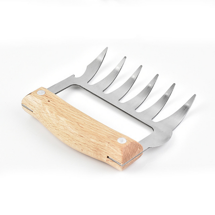 Stainless Steel Meat Claw with Wooden Handle for BBQ