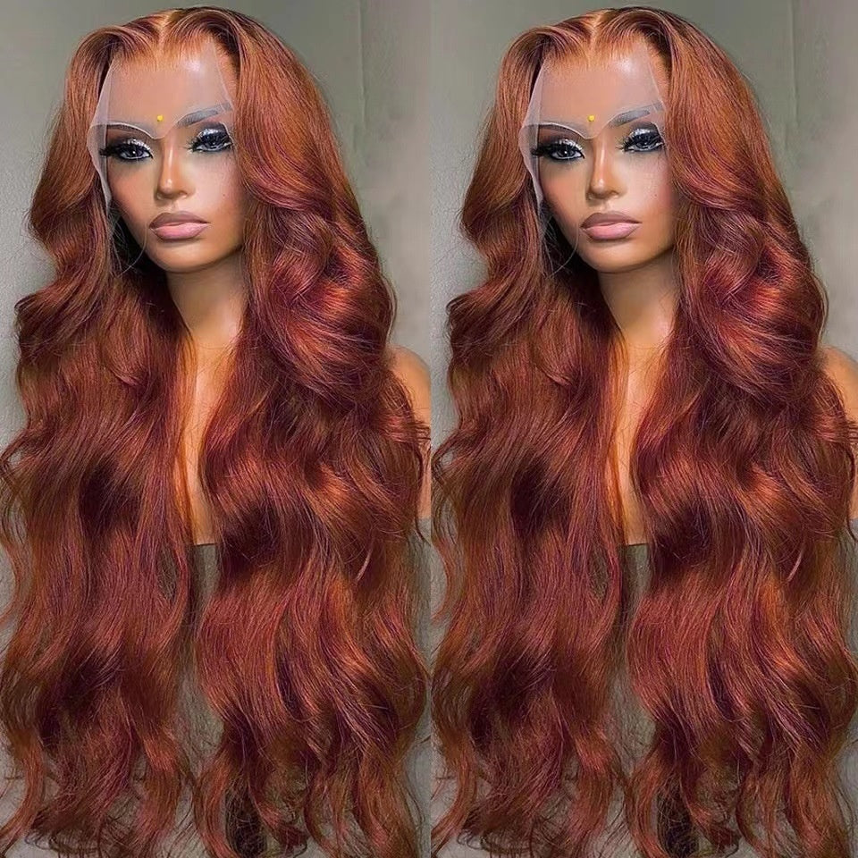 Front Lace Wig Red Long Curly Hair Big Wave Fluffy Lace Cover In Stock Generation Hair