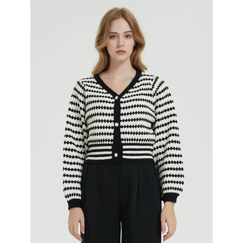 Vintage Stripe Thick Knit Cardigan