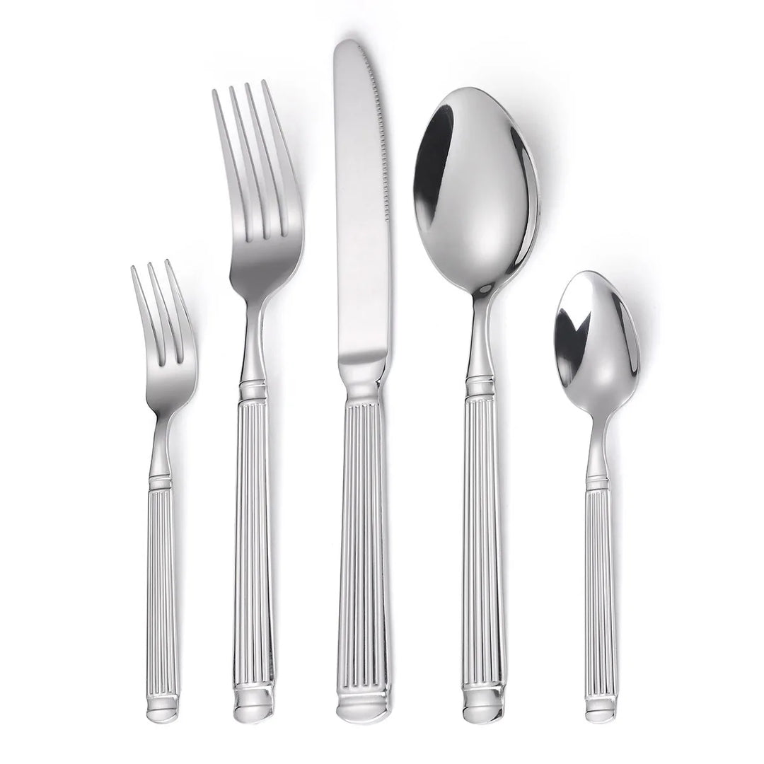 Gold Roman Column Style Cutlery Set - Stainless Steel Flatware Set