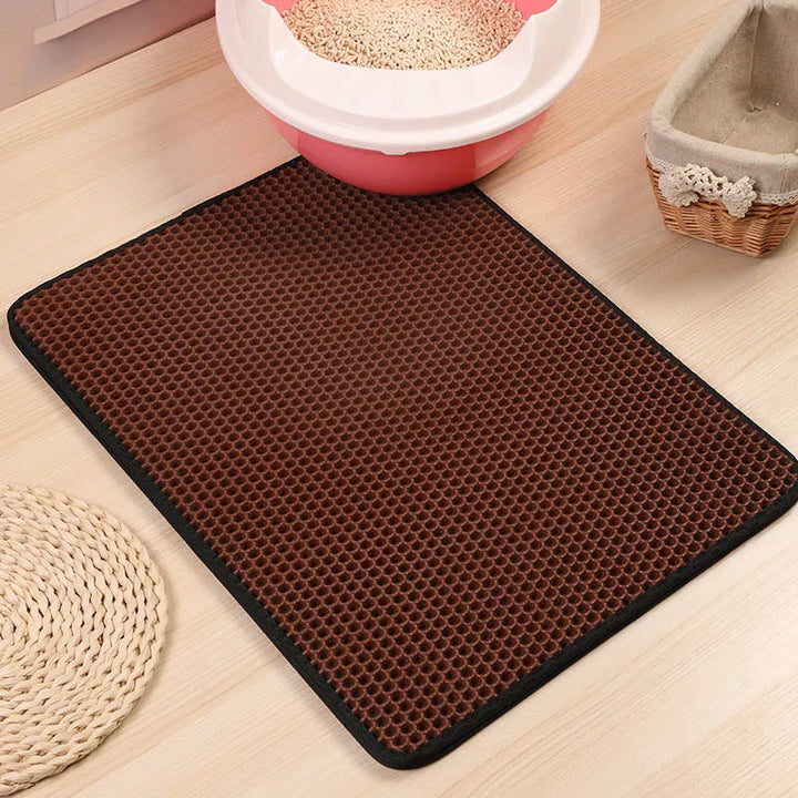 Foldable Waterproof Cat Litter Mat – Double-Layer EVA Litter Catcher