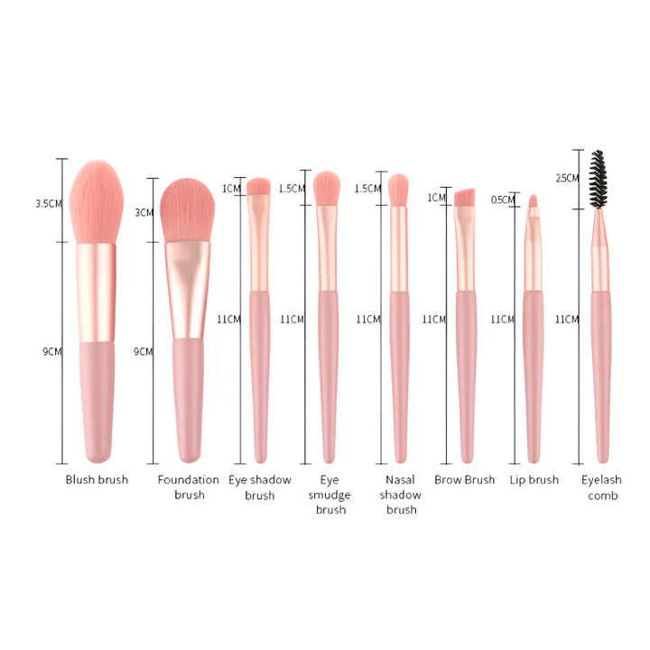 8-Piece Professional Makeup Brush Set for Powder, Eyeshadow, and Blush