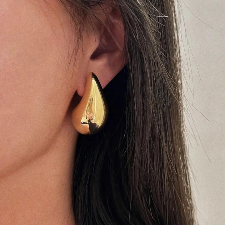 Chunky Gold-Plated Waterdrop Teardrop Earrings