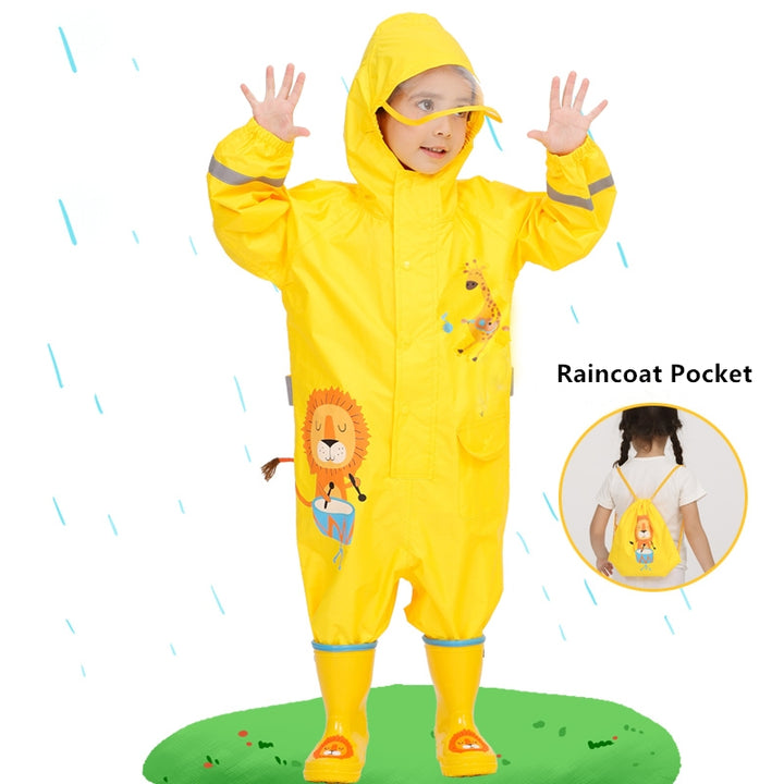 Kids' Dinosaur-Themed Waterproof Rain Jumpsuit