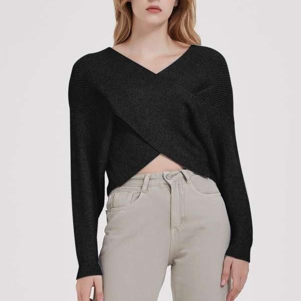 Cross V-neck Knitted Sweater