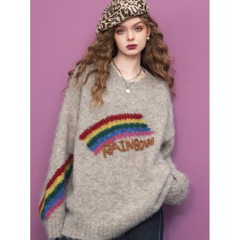 Colorful Rainbow Loose Sweater for Women