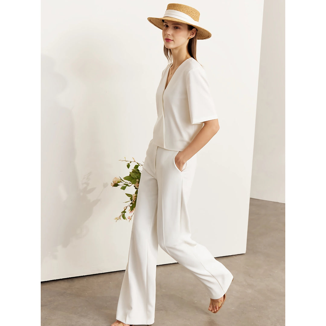 Minimalist High-Waisted Wide-Leg Women's Trousers